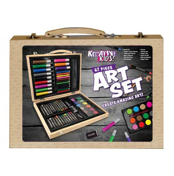 Box of Kreative Kids 67 Piece Art Set showing contents and case design – Ireland