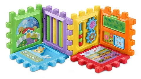LeapFrog 6-in-1 Snap & Learn Busy Cube panels separated showing animal graphics, spinner and sliding activities
