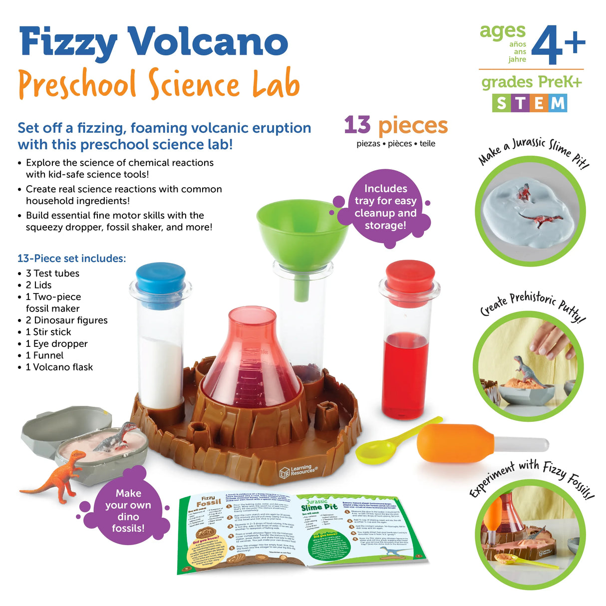 Learning Resources Fizzy Volcano Preschool Science Lab contents and experiment guide