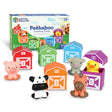 Peekaboo Learning Farm box with five coloured barns and toy animals – Ireland