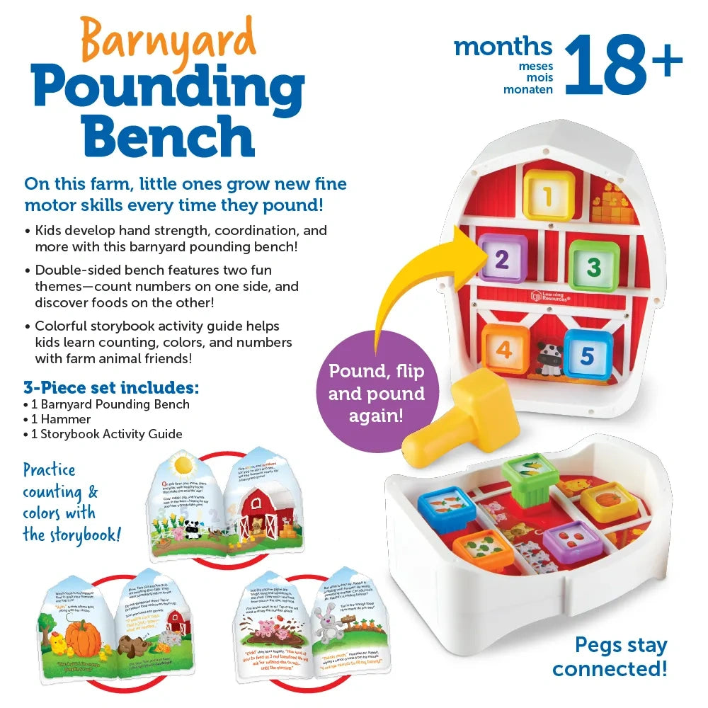 Learning Resources Peeksville Barnyard Pounding Bench box information
