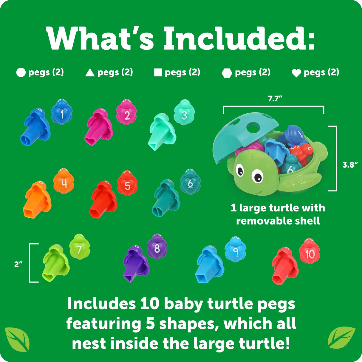 Learning Resources Seymour the Counting Shapes Sea Turtle contents graphic