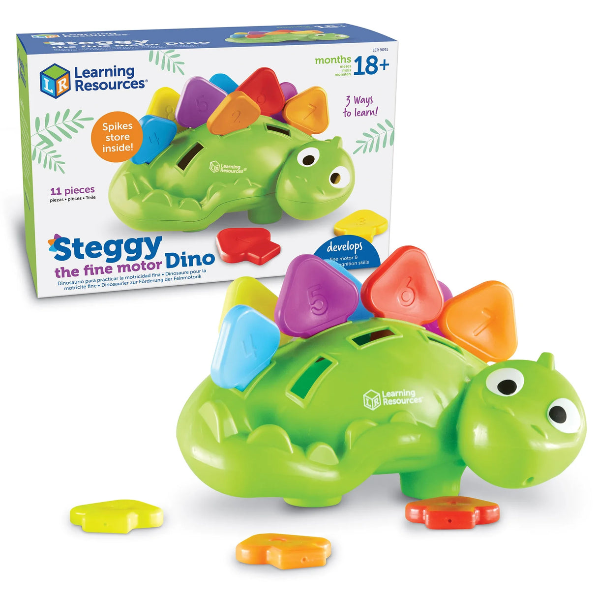 Learning Resources Steggy the Fine Motor Dino with retail box packaging