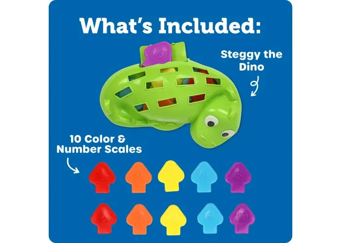 Learning Resources Steggy the Fine Motor Dino with ten coloured number scales