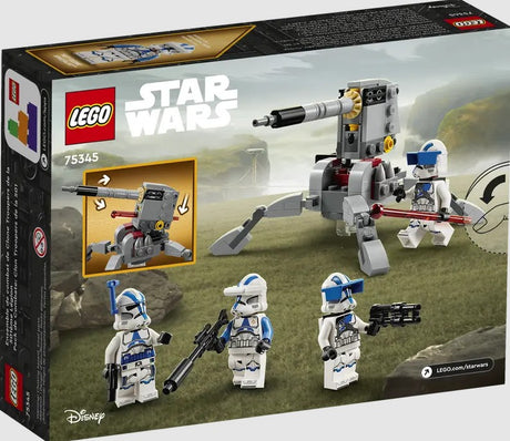 Back of LEGO Star Wars 501st Battle Pack 75345 box showing play features in Ireland