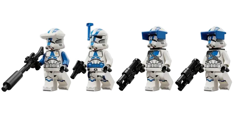 Close-up of 501st Clone Trooper minifigures from LEGO set 75345 in Ireland