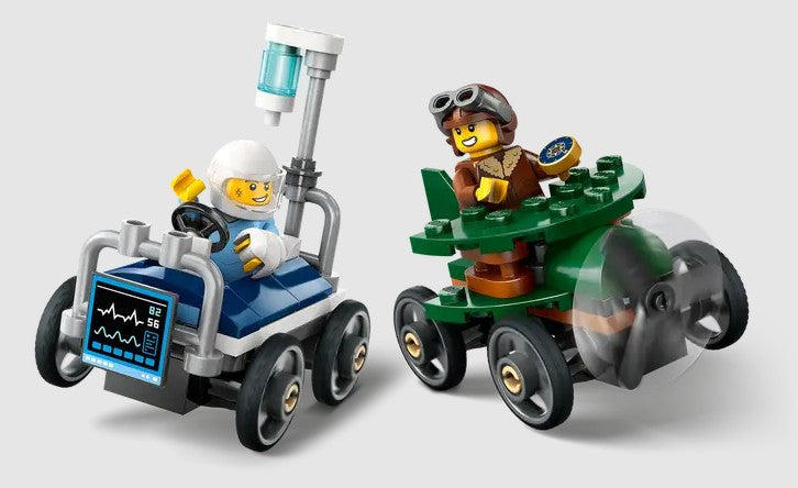 LEGO Airplane vs. Hospital Bed 60459 racing action scene in Ireland