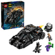 LEGO Batman Tumbler set with box Batmobile and minifigures of Batman The Joker and Two Face on white background
