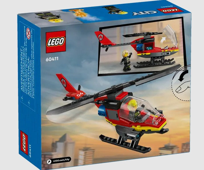 LEGO Fire Rescue Helicopter 60411 back of box showing play features in Ireland
