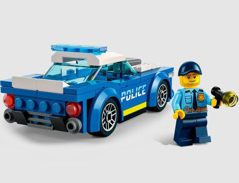 LEGO Police Car 60312 rear view with officer holding flashlight – Ireland