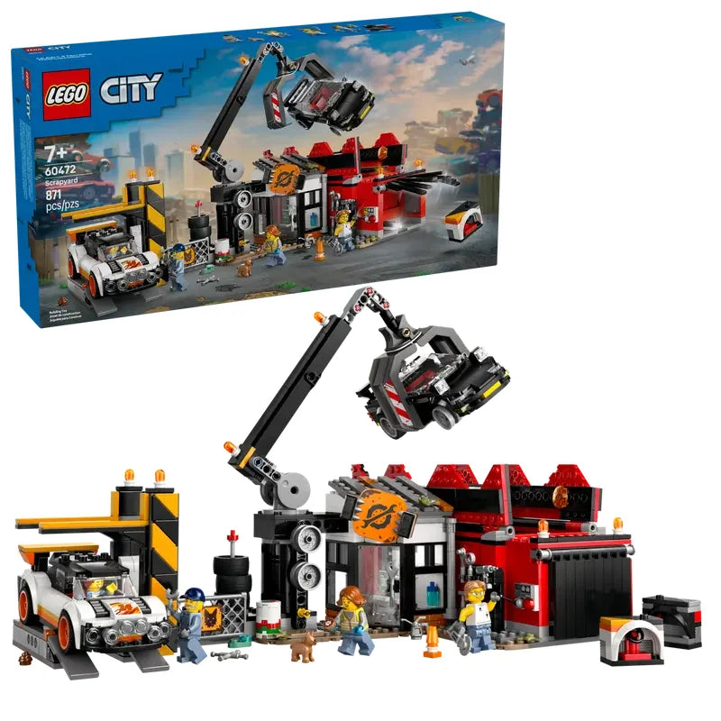 LEGO City Scrapyard 60472 set with box, claw crane, cars and crusher in Ireland