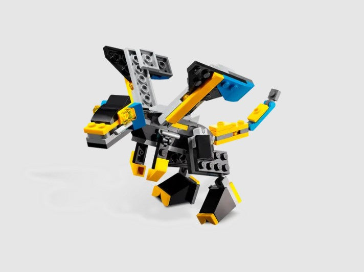 LEGO® Creator 31124 Super Robot alternate mecha dragon build in black, yellow, and blue