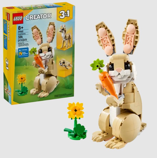 LEGO Creator 31162 Cute Bunny with carrot, flower, and box packaging