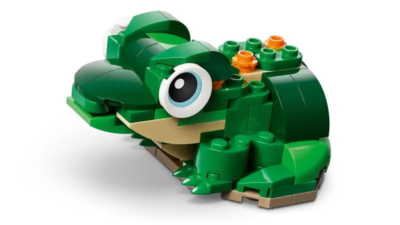 LEGO Creator Turtle With a Water Lily Flower 31377 green frog figure with slightly open mouth