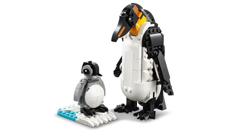 LEGO Creator 3 in 1 penguin and chick figures from Wild Animals Panda Family set on white background