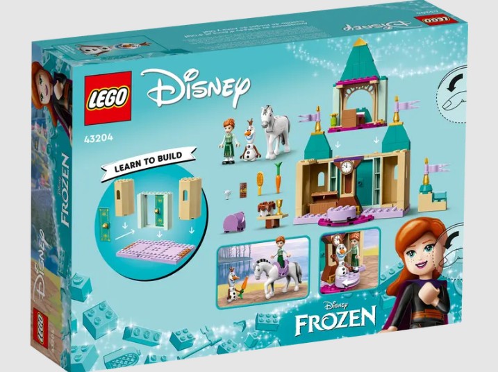 Back of LEGO Disney 43204 box showing features and figures