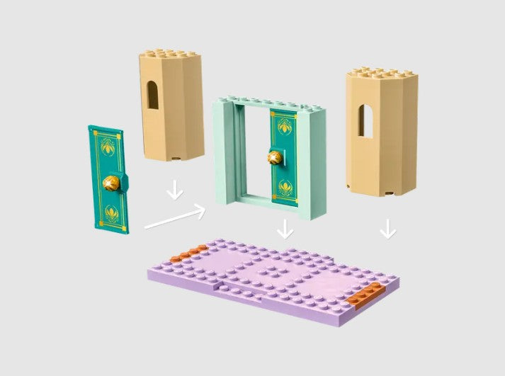 Step-by-step castle construction for LEGO Disney 43204