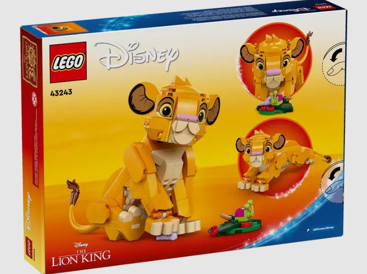Back of LEGO Disney 43243 box with Simba cub and poses – ToyTown.ie