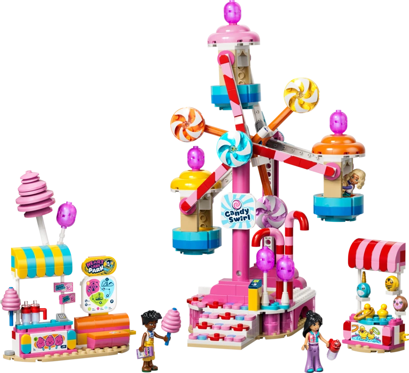 LEGO Friends Candy & Cupcake Ferris Wheel set with spinning ride, stand, game area and minidolls