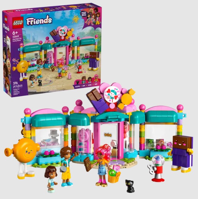 LEGO Friends Heartlake City Sweet Shop 42649 box and full build setup for sale in Ireland