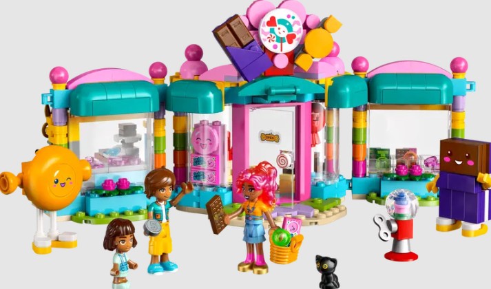 LEGO Friends Heartlake City Sweet Shop 42649 full set with characters and candy mascots in Ireland