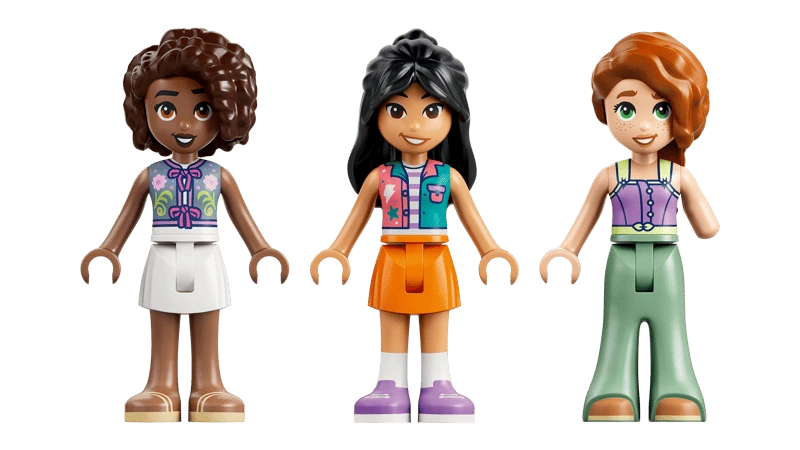 Three LEGO Friends minidolls from the Spinning Flower & Fairy Teacup Ride set