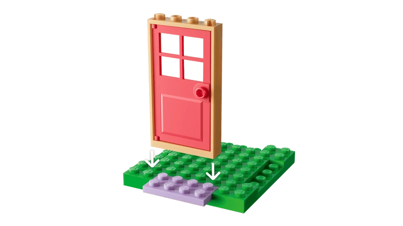 LEGO Gabby's Dollhouse Kitty Fairy's Garden House 11212 starter brick door positioned above the garden base