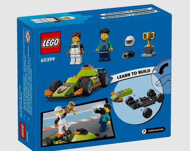 LEGO Green Race Car 60399 box back with learn to build details Ireland