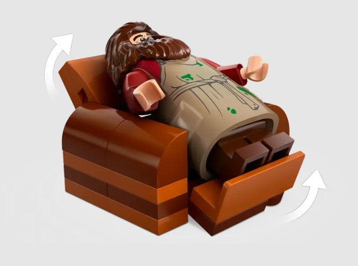 LEGO Hagrid figure reclining in armchair play feature