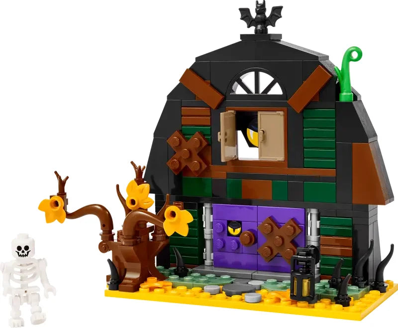 LEGO Halloween Barn set layout with spooky door, bat, and decorations – Ireland