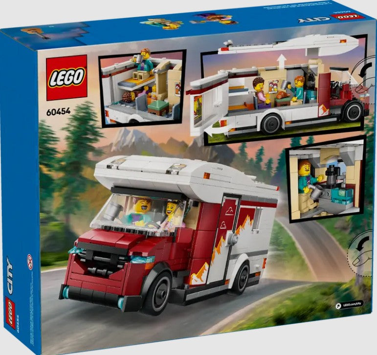 Back of LEGO Holiday Camper Van 60454 box with feature views – Ireland