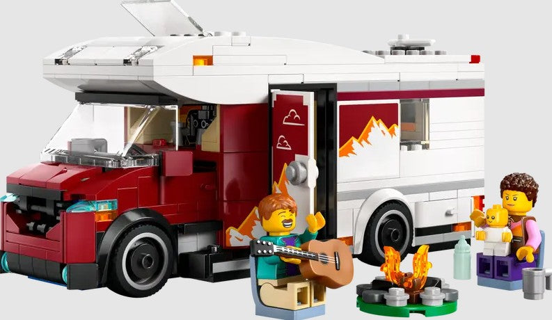 LEGO Holiday Adventure Camper Van 60454 set with family, campfire, and open camper – Ireland