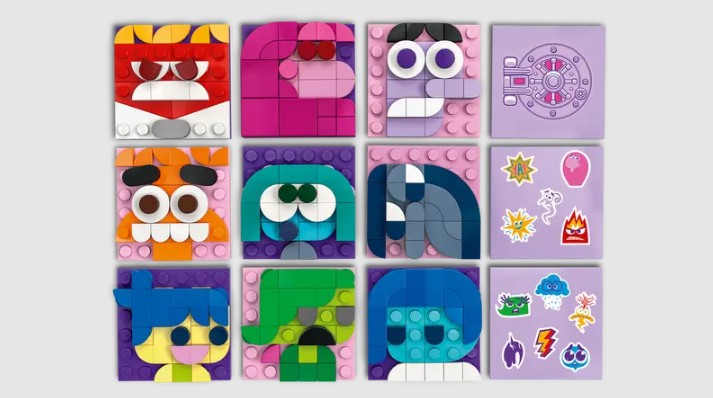 LEGO face tiles and sticker sheet from Inside Out 2 Mood Cubes