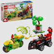 Box of LEGO Marvel 11198 Spin and Electro Dinosaur Vehicle Chase with included figures and vehicles in Ireland