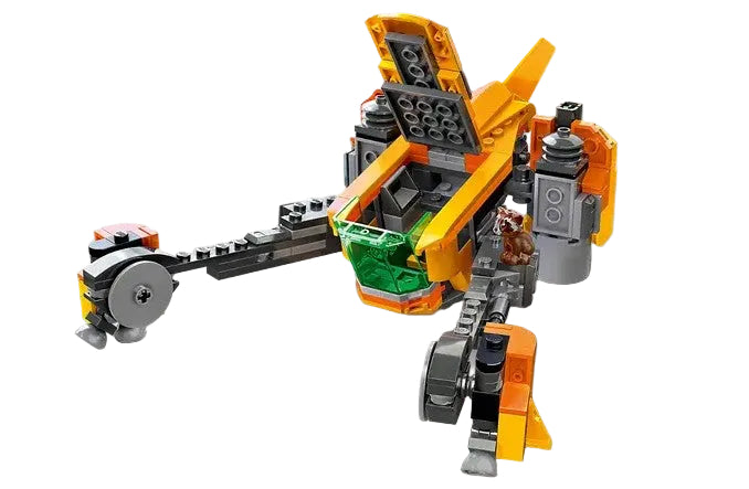 Back view of LEGO Baby Rocket's Ship 76254 with opening cockpit and stud shooter in Ireland