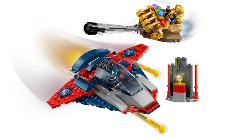 LEGO Quinjet spaceship mid-flight with Thanos and Infinity Gauntlet – Ireland