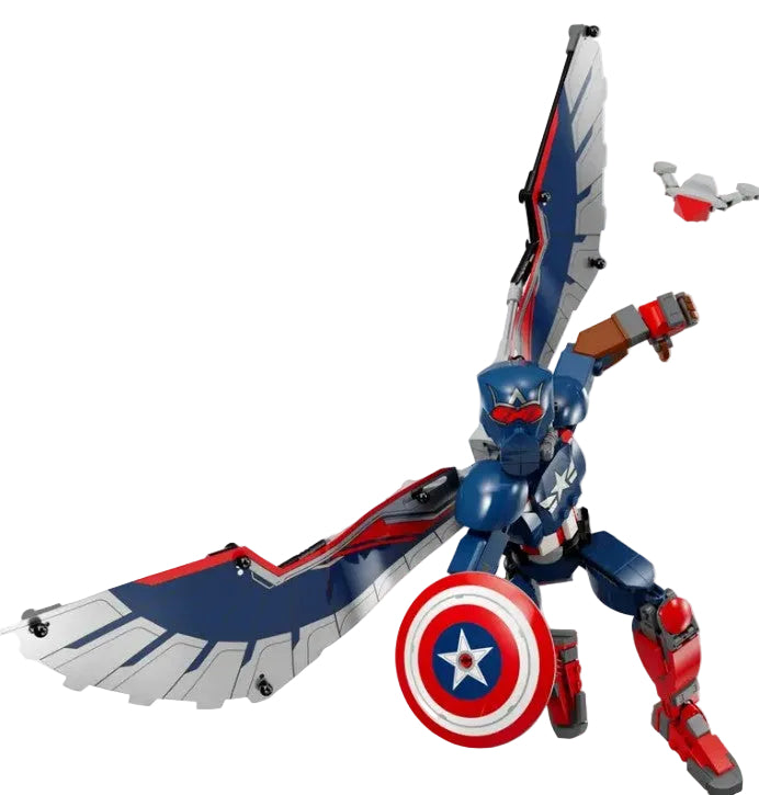LEGO Marvel New Captain America Construction Figure 76296 with wings and shield in action pose in Ireland