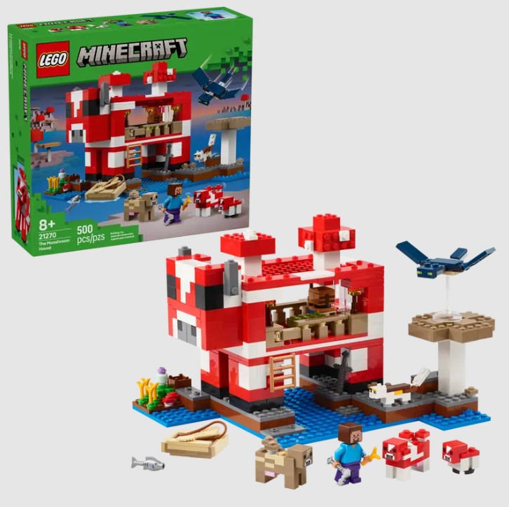 LEGO Minecraft Mooshroom House 21270 box and full playset – Ireland