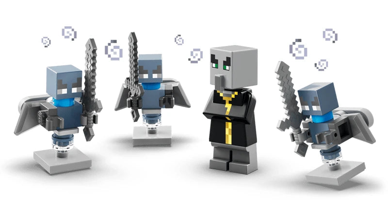 LEGO Minecraft evoker figure with three vex figures holding swords