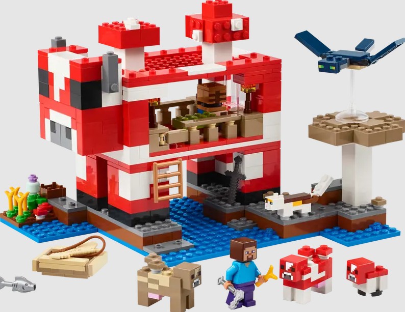LEGO Minecraft Mooshroom House 21270 with Steve, mooshrooms, cat, and phantom – Ireland