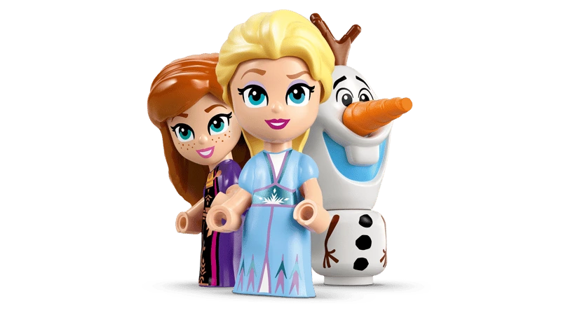LEGO Mini Arendelle Castle & Elsa's Ice Palace 43278 close-up of Anna, Elsa and Olaf figures