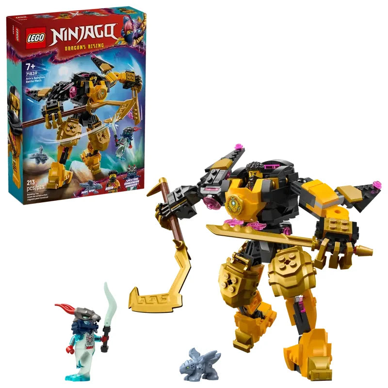 LEGO Ninjago Arins Spinjitzu Battle Mech 71839 box and full figure build Ireland