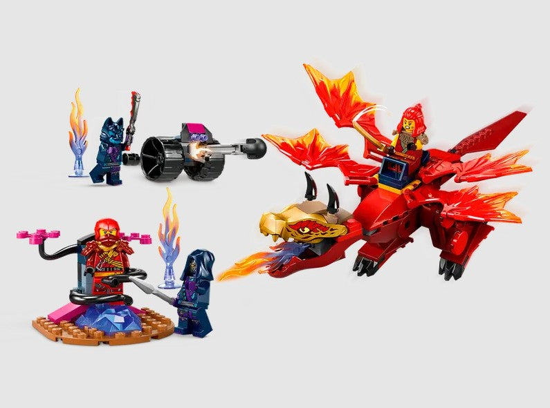 Kai’s dragon shooting fire and battling Wolf Mask Warrior – LEGO 71815 Ireland