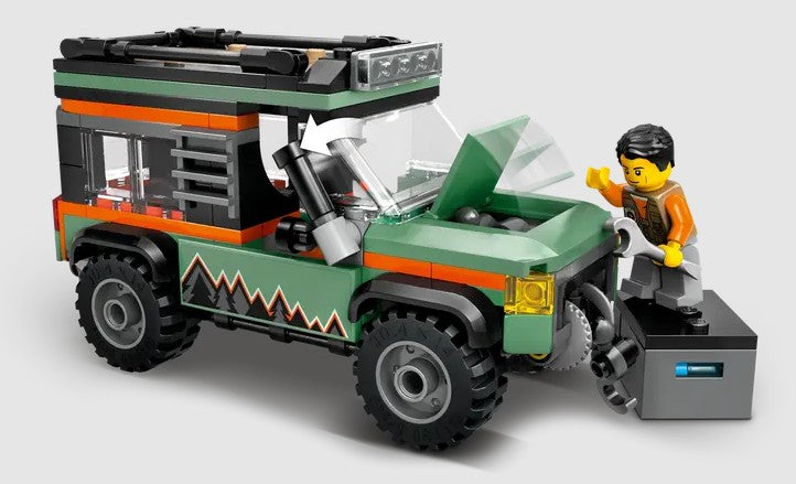 LEGO 60447 Mountain Truck hood open with adventurer checking engine in Ireland