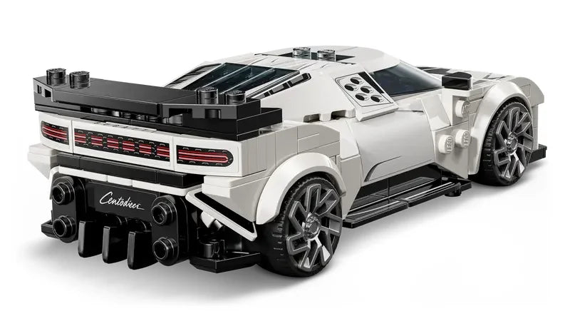 Rear of LEGO 77240 Bugatti Centodieci showing taillights and spoiler – Ireland
