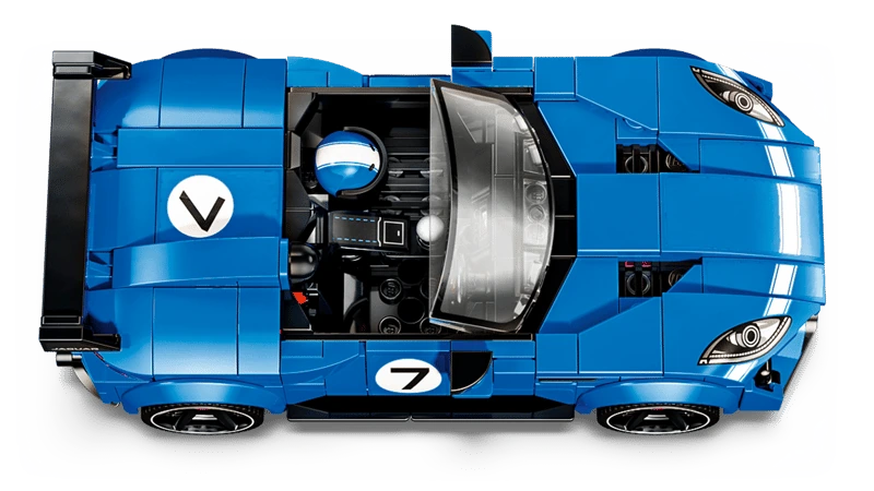 Top view of the black LEGO Speed Champions Land Rover Defender 77264 model showing the roof rack