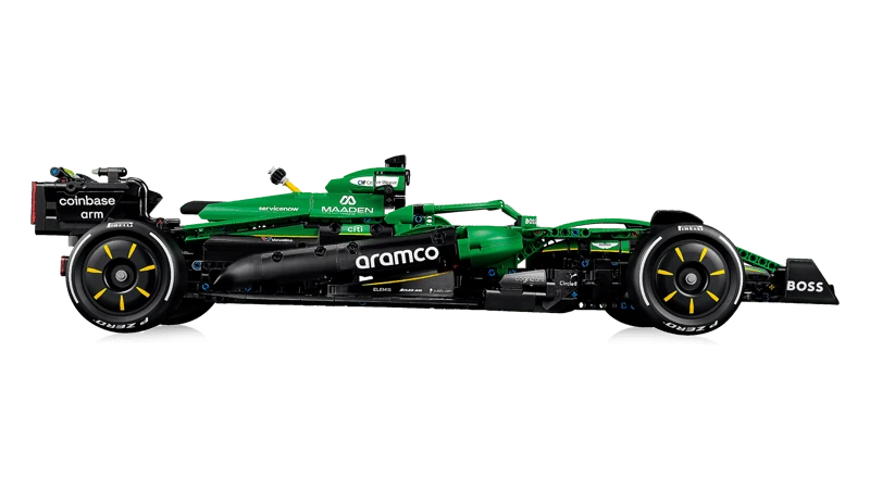 LEGO Technic Aston Martin Aramco AMR25 F1 Car side profile