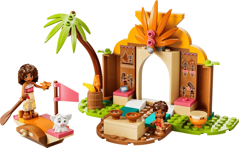 LEGO Village House & Boat set with village house, palm tree, boat, Moana, Simea and Pua figures