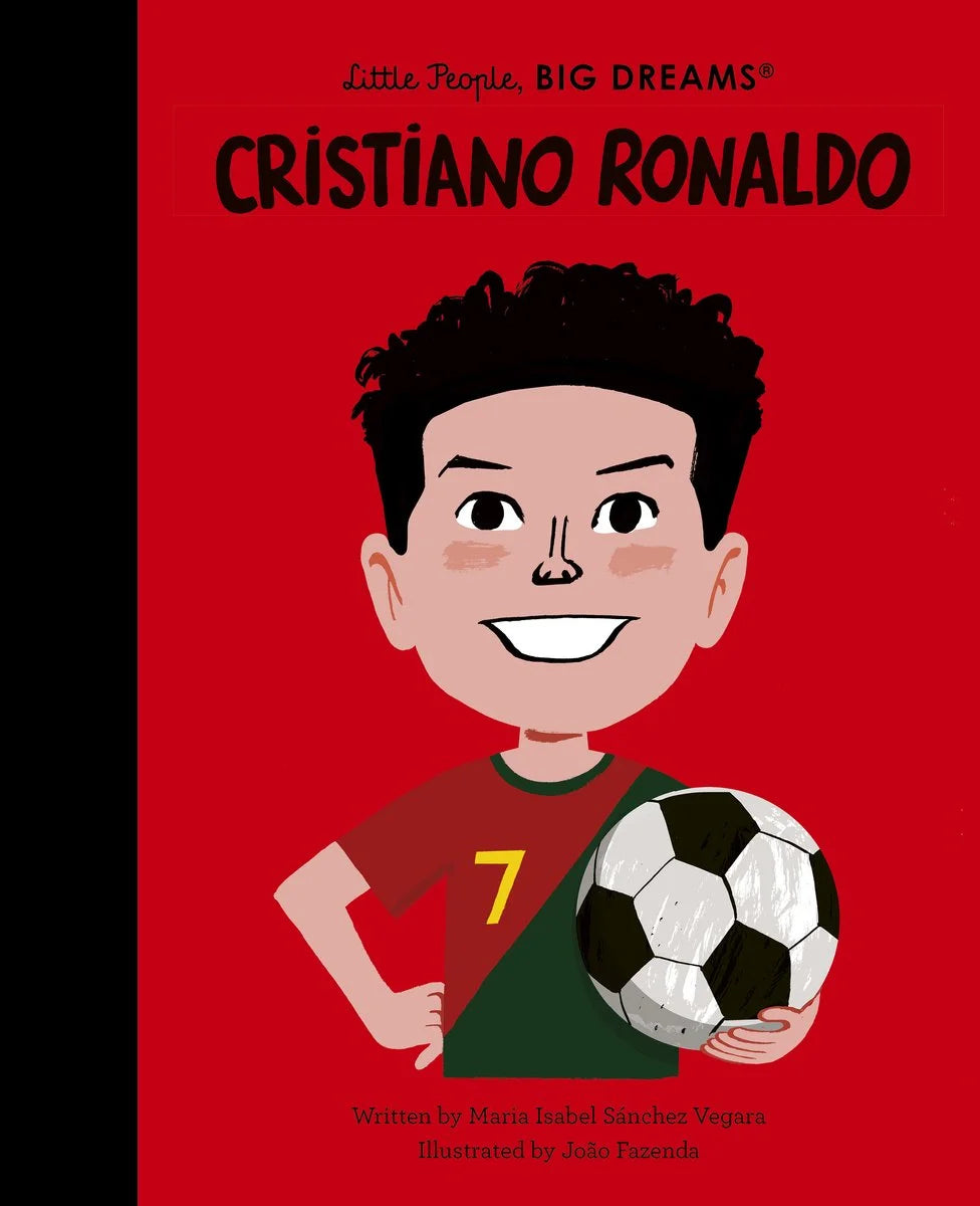 Little People, BIG DREAMS Cristiano Ronaldo book cover showing an illustrated footballer in a red shirt with a number 7