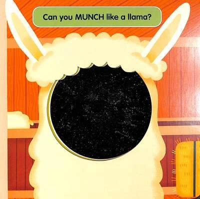 Open Look on the Farm page asking Can you MUNCH like a llama with llama face illustration